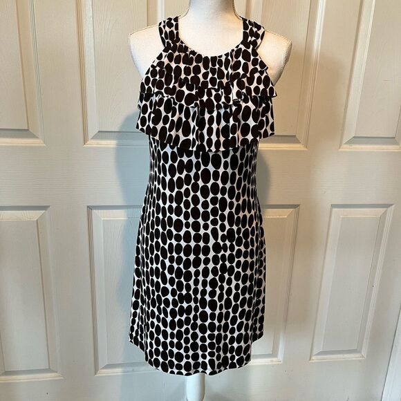 EnFocus Studio Brown & White Polka Dot Sheath Style Dress - Picture 12 of 12